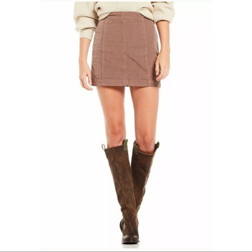 Free People Birchwood Brown Corduroy Mini Skirt